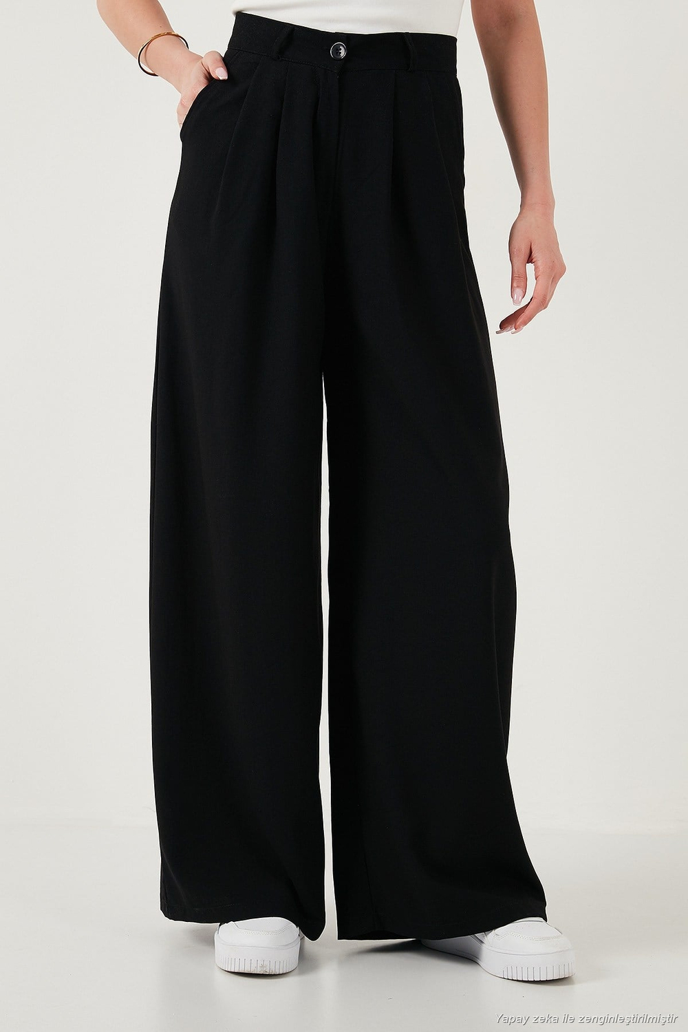 Wide Leg Yüksek Bel Geniş Paça Palazzo Kadın Pantolon 5866290 SİYAH