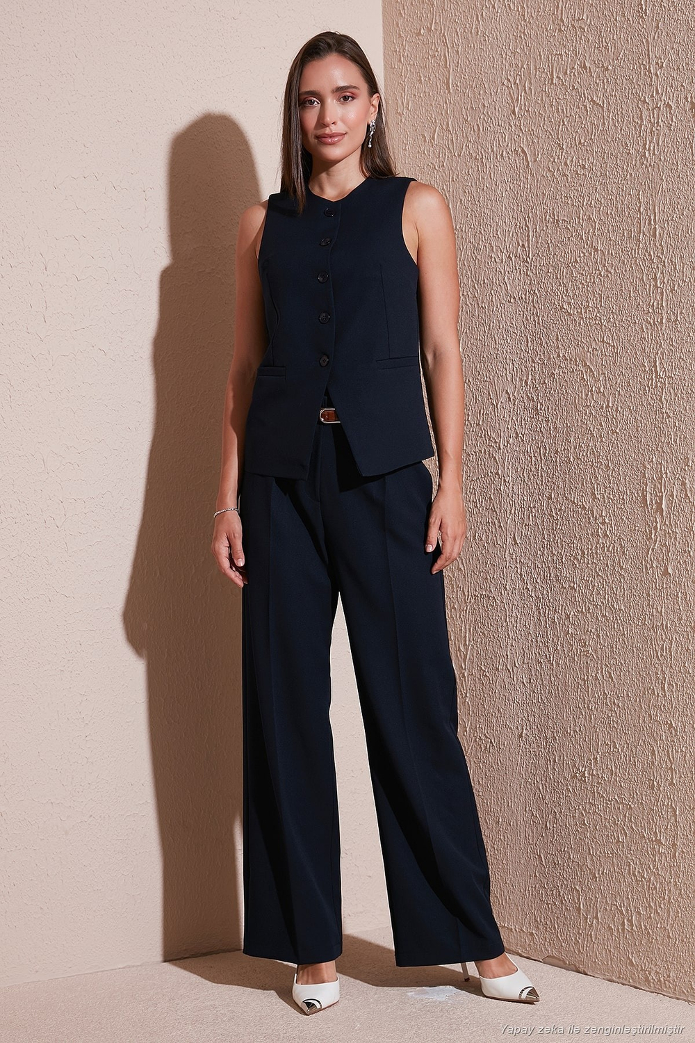 Wide Leg Yüksek Bel Geniş Paça Palazzo Kadın Pantolon 65271262 LACİVERT