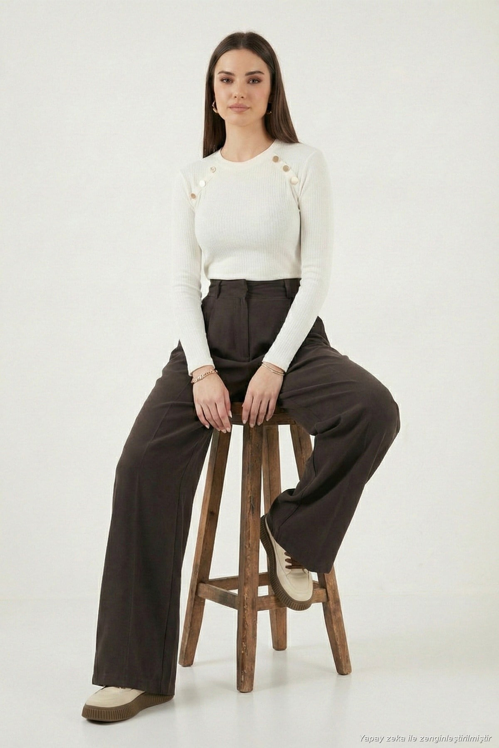 Wide Leg Yüksek Bel Geniş Paça Pileli Kadın Pantolon 6923871 KAHVE