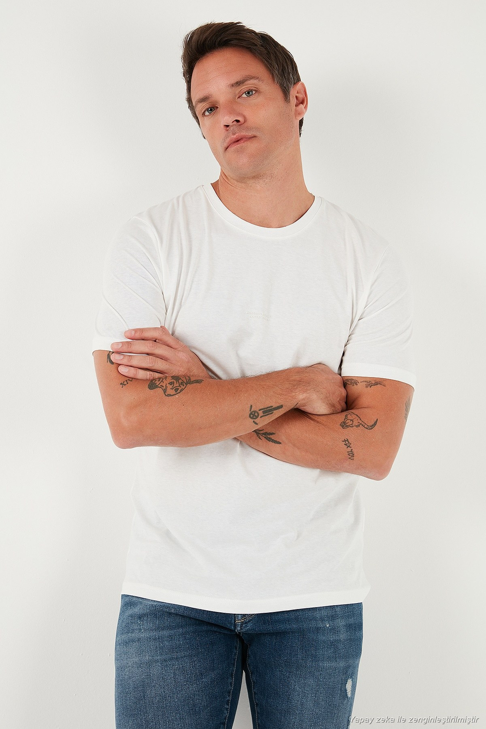 Yazı Detaylı Pamuklu Regular Fit Bisiklet Yaka Erkek T Shirt 59020203 EKRU