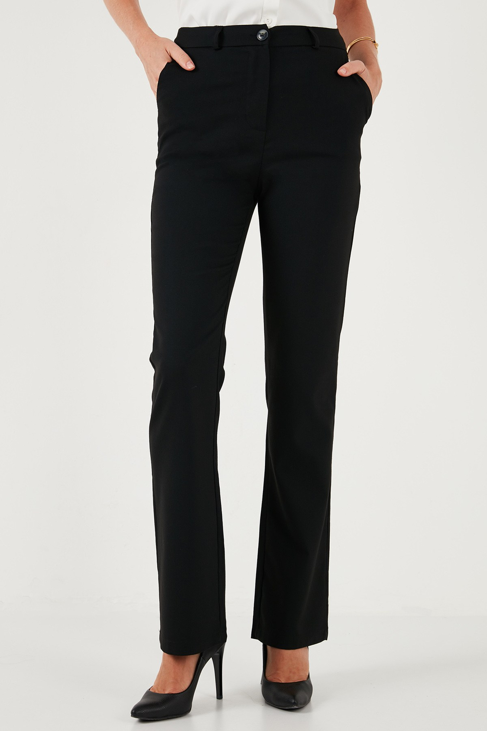 Yüksek Bel Regular Fit Bol Paça Kadın Pantolon 611PL030W4 SİYAH