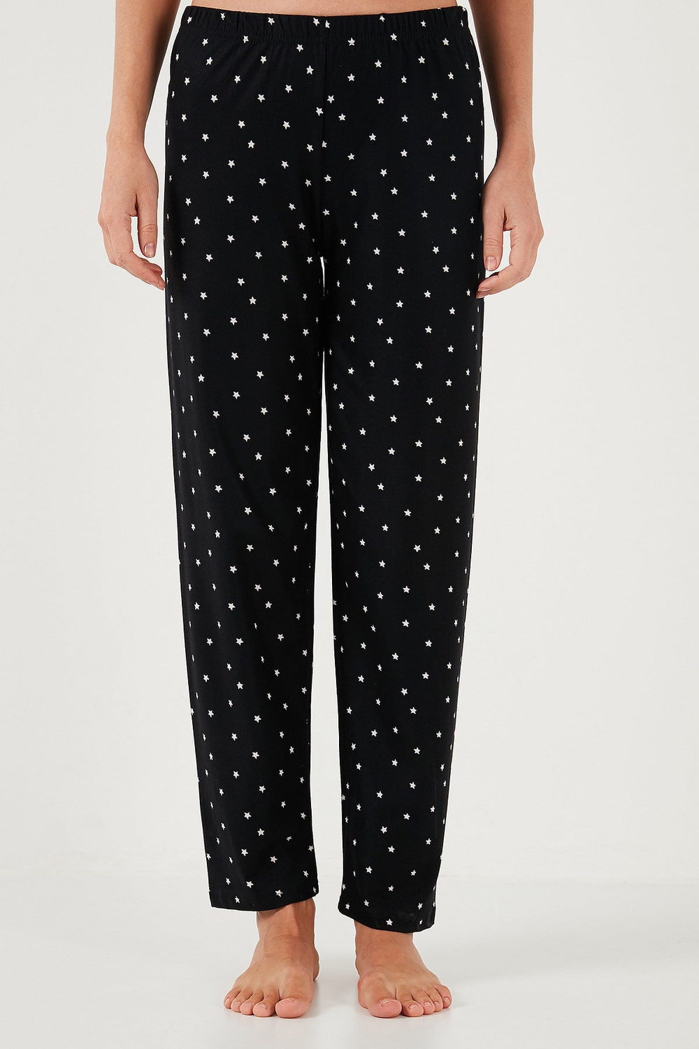 Yumuşak Dokulu Standart Fit Düğmeli Uzun Kollu Kışlık Kadın Pijama Takımı 60956601 SİYAH
