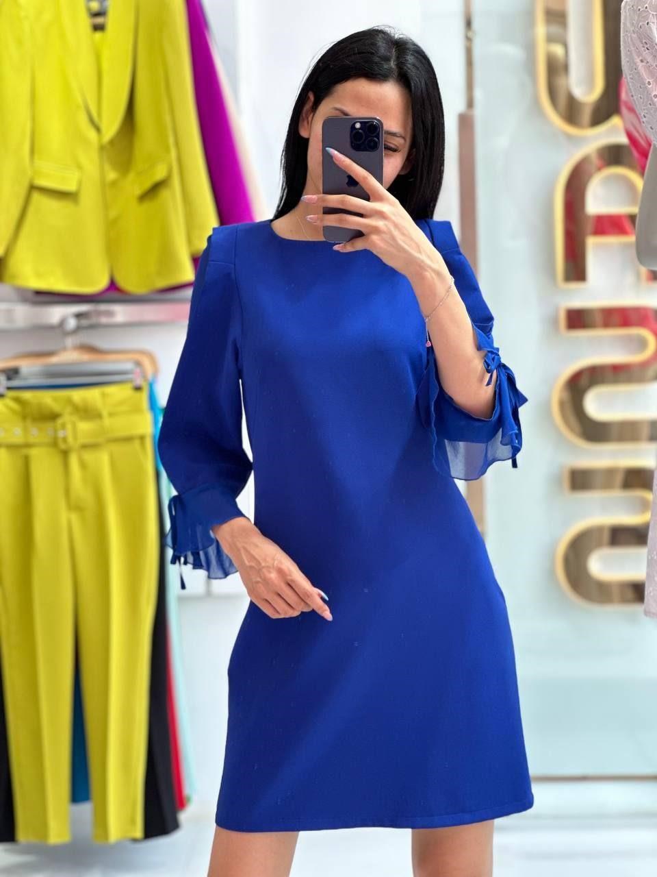 Truvakar Kol Detaylı Saks Mini Elbise