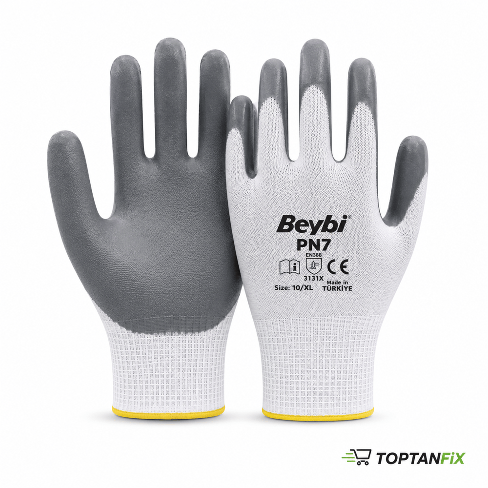 Beybi PN7 Polyester Örme Yarı Nitril İş Eldiveni