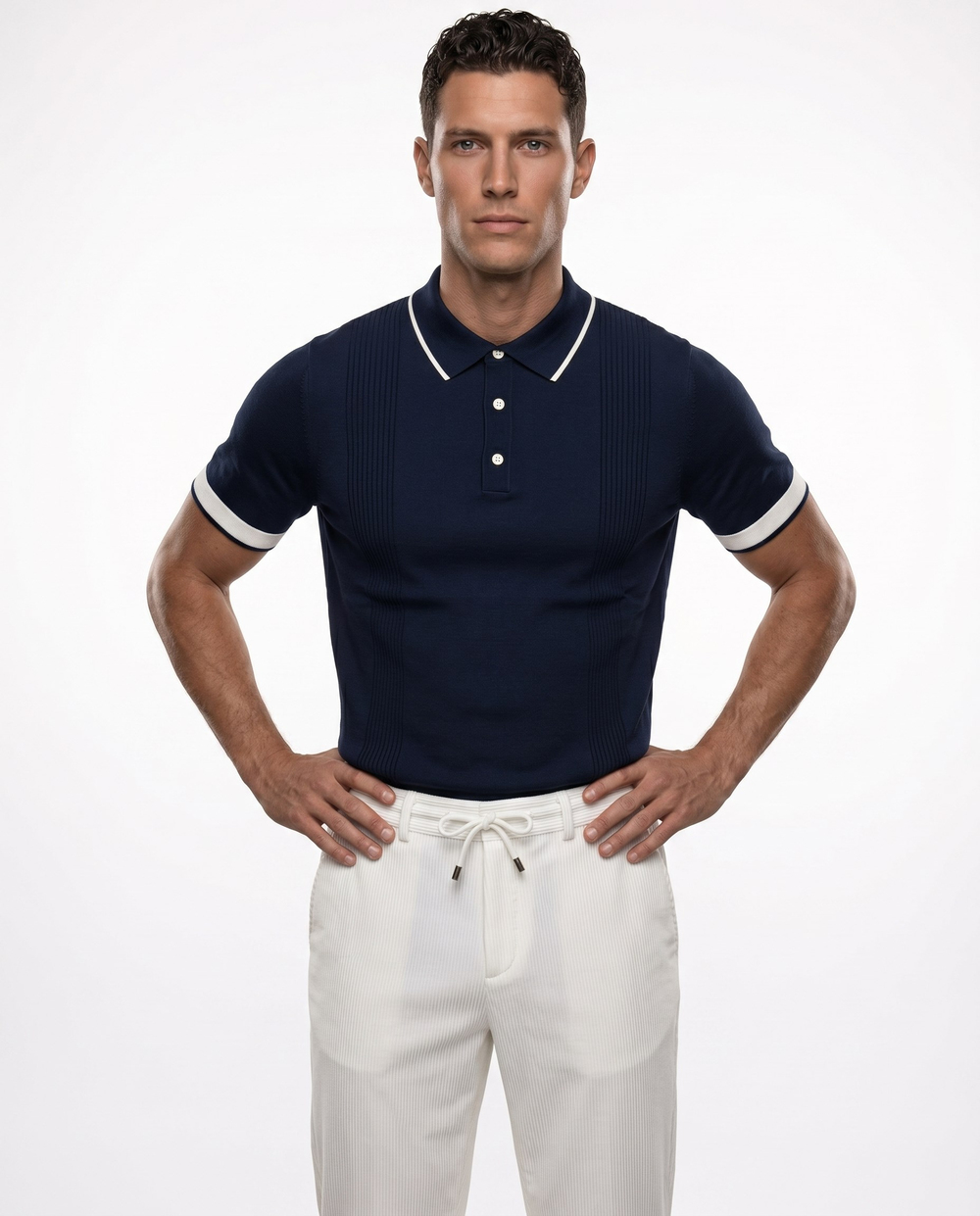 Bellagio Polo Knit T-Shirt Navy