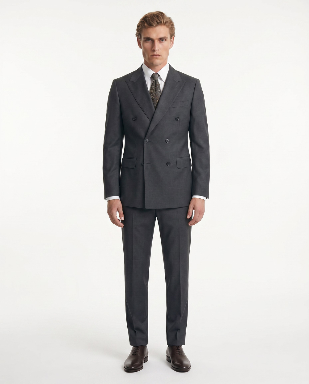 Chalire Double-Breasted Suit Grey