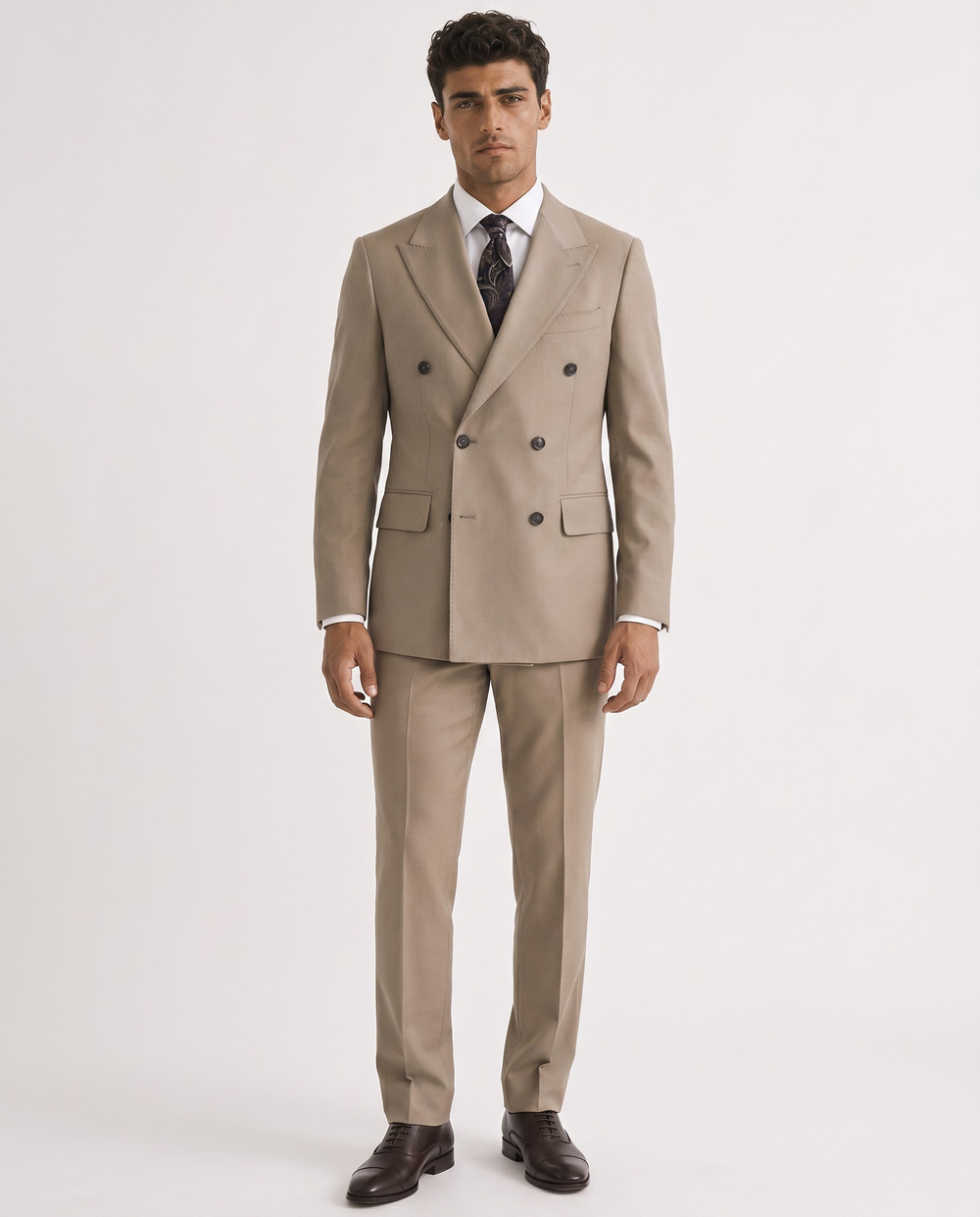 Yeseva One Double-Breasted Suit  Milky Brown