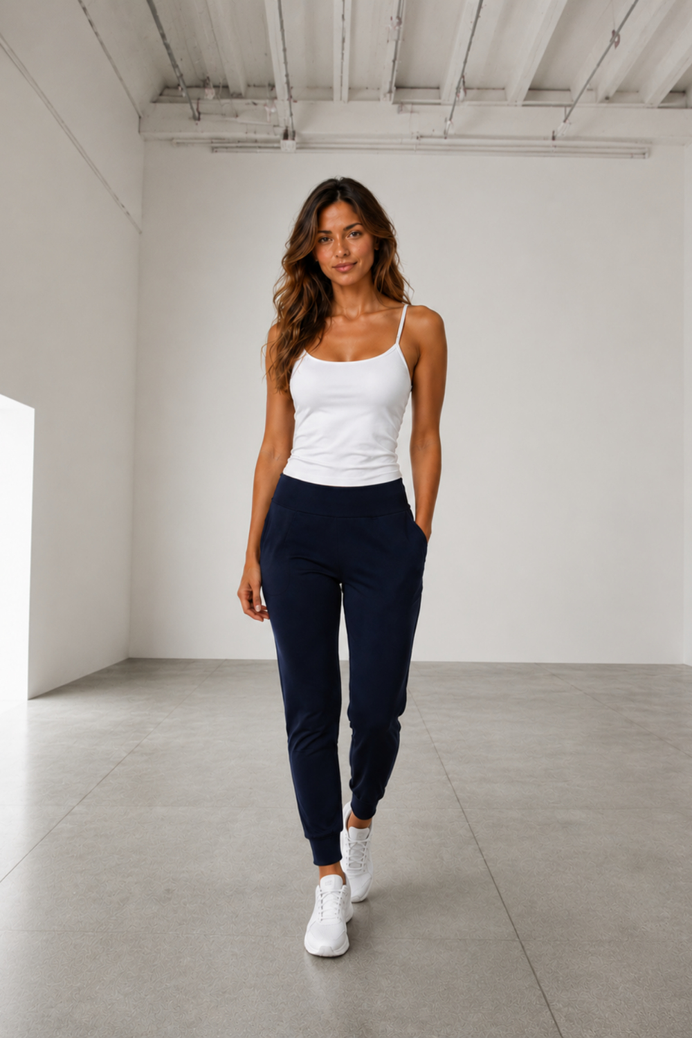 Lacivert Yüksek Bel Cepli Dar Paça Jogger Pantolon - Pantolon | Rhen Store