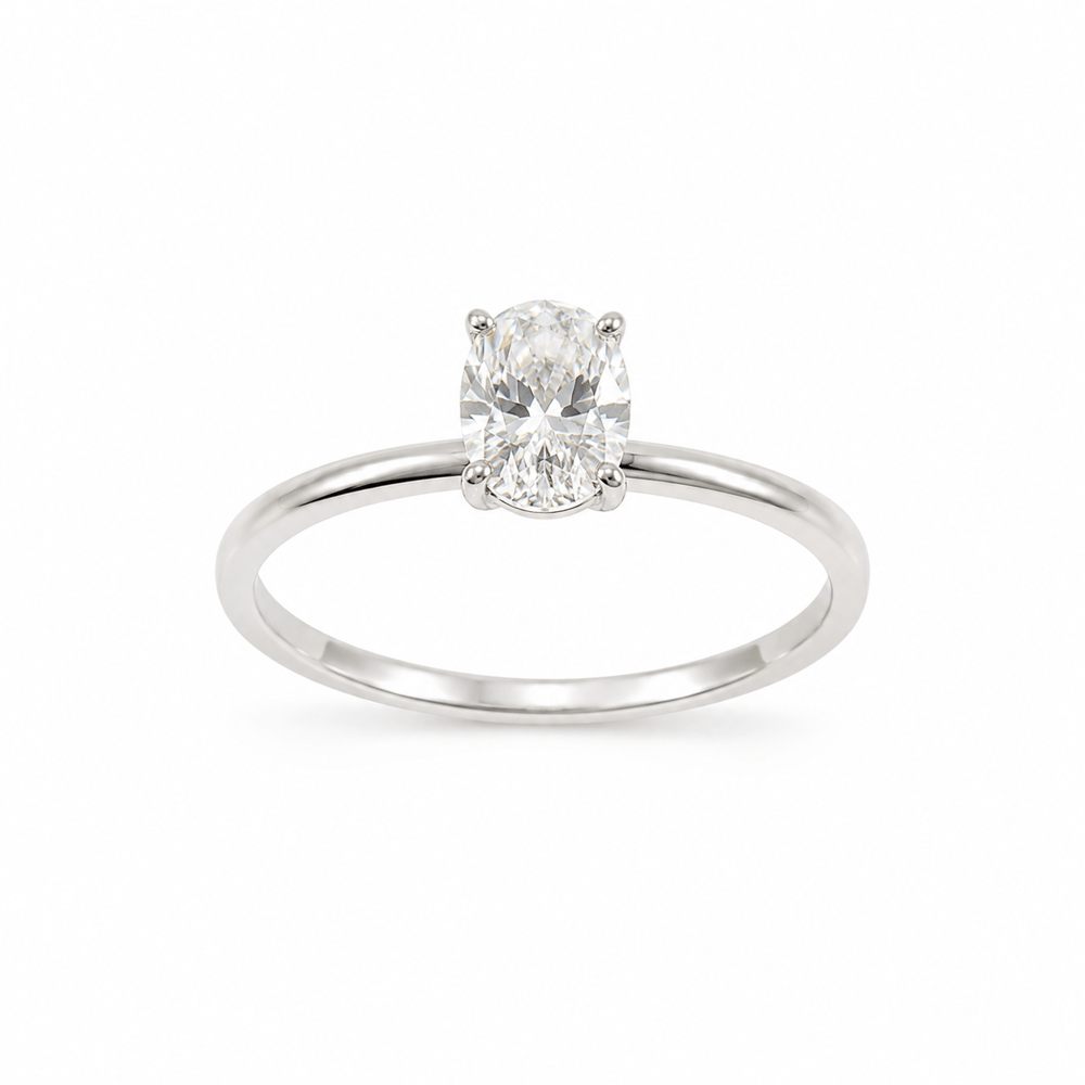 Oval Cut Lab Diamond Gümüş Tektaş Yüzük