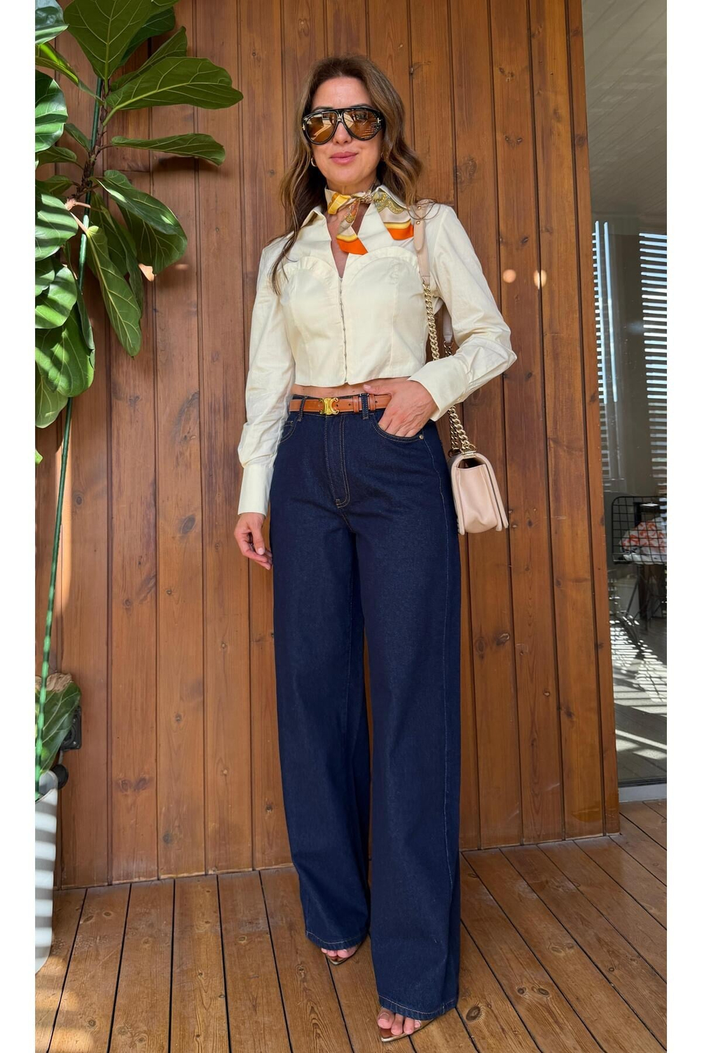 Yüksek Bel Bol Paça Jean Pantolon – Wide Leg