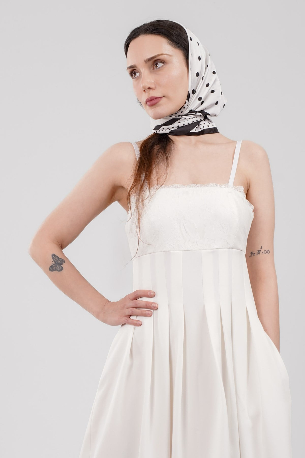 MAY REM Kadın Siyah Askılı Dantel Detaylı Pileli Midi Boy Prenses Model Abiye Elbise