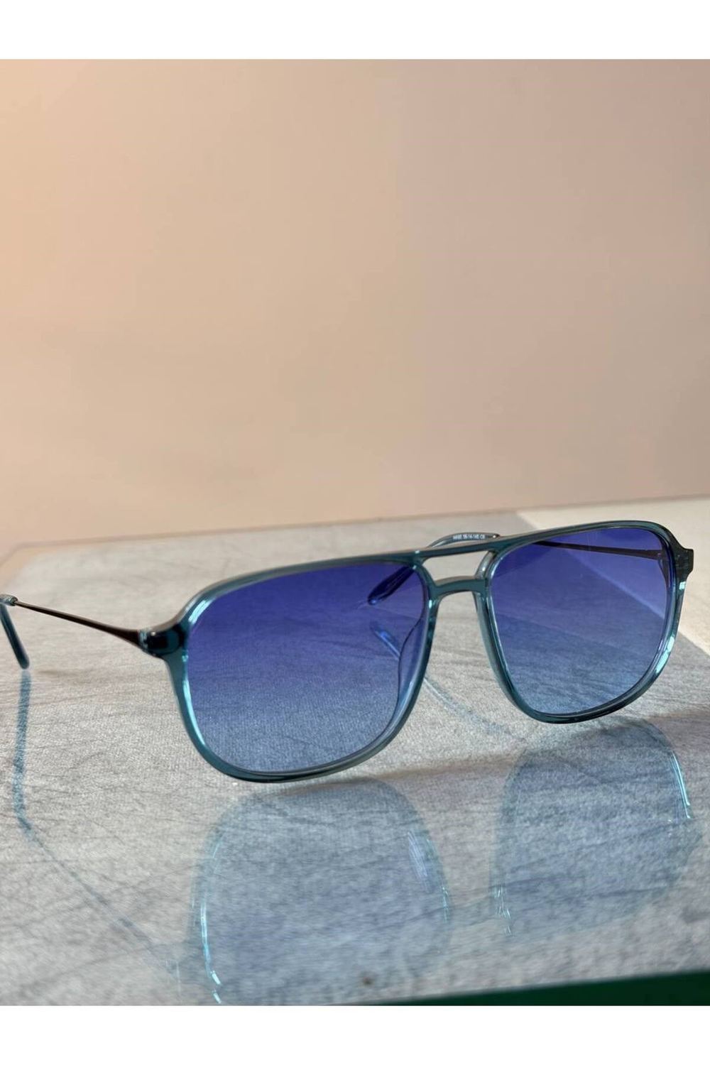 Unisex Mavi Degrade Camlı Kemik Çerçeve Aviator Güneş Gözlüğü