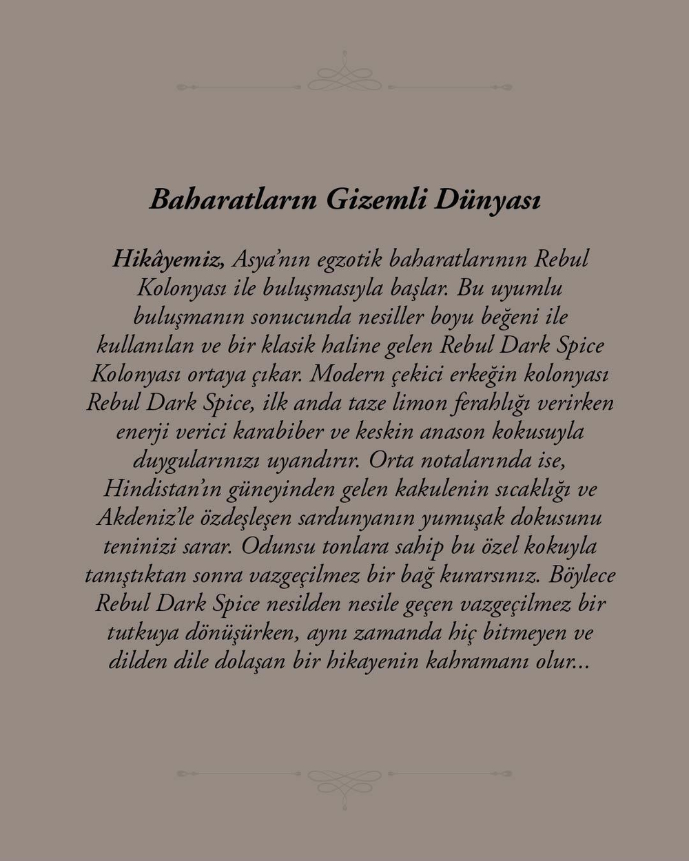 Rebul Dark Spice EDC Kolonya 125 ml Pet Şişe