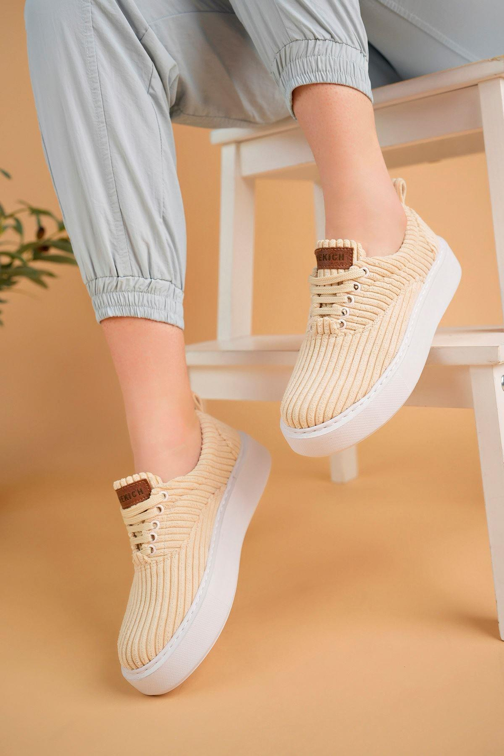 CH173 CBT Velluto Kadın Ayakkabı BEJ