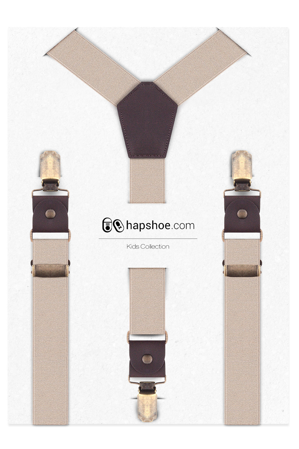 Ayarlanabilir Klipsli Bej Çocuk Kemer Pantolon Askısı