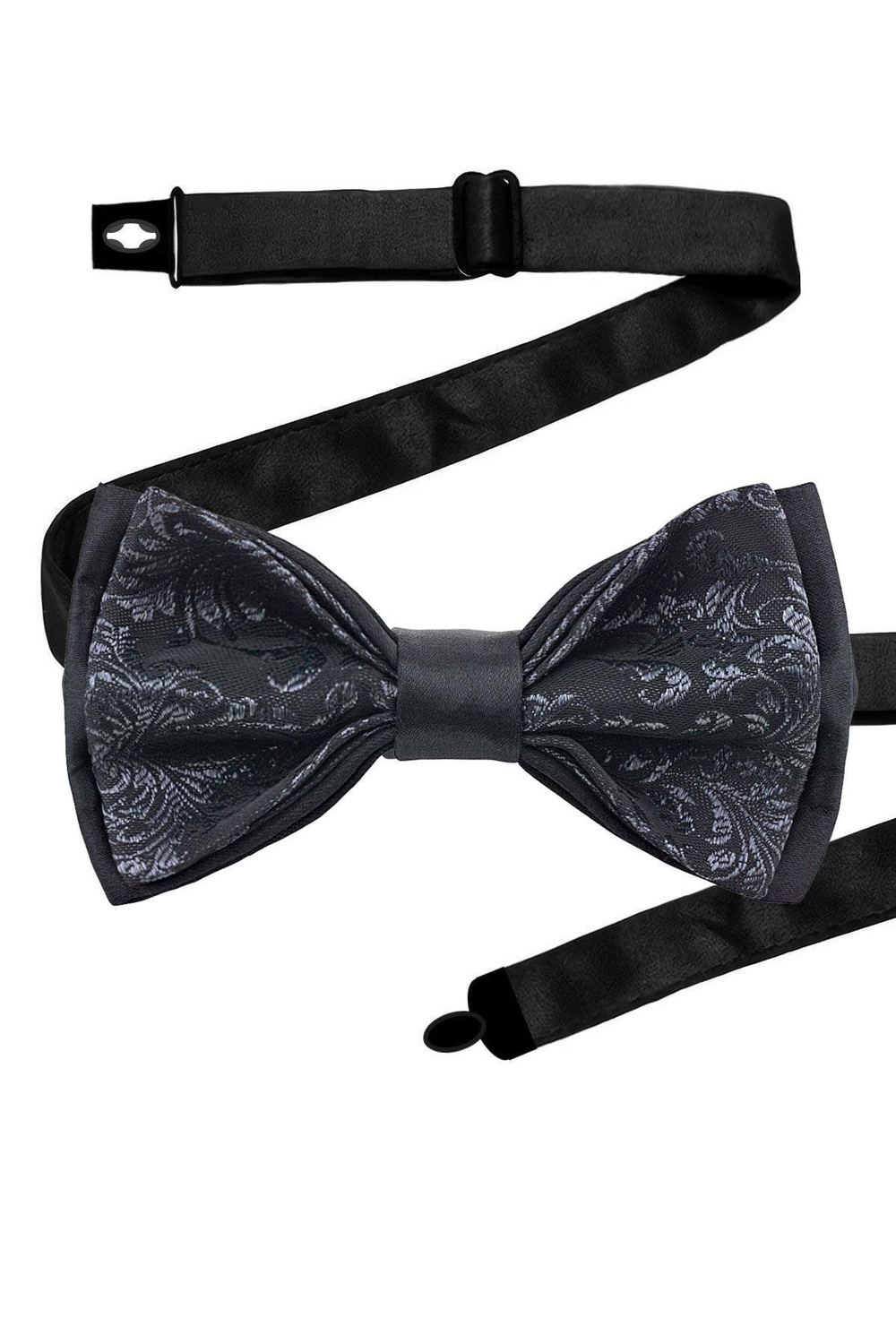 Siyah Jakarlı Ayarlanabilir Saten Çocuk ve Bebek Papyonu