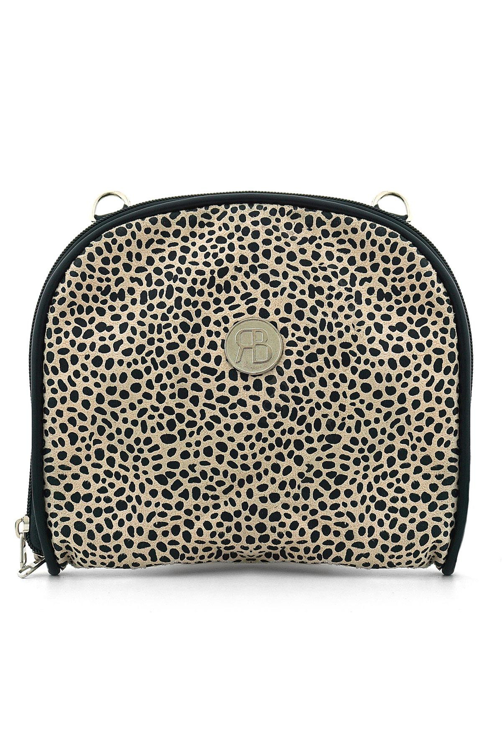 Krem Siyah Benekli Çift Ebat Portatif Alışveriş Çantası