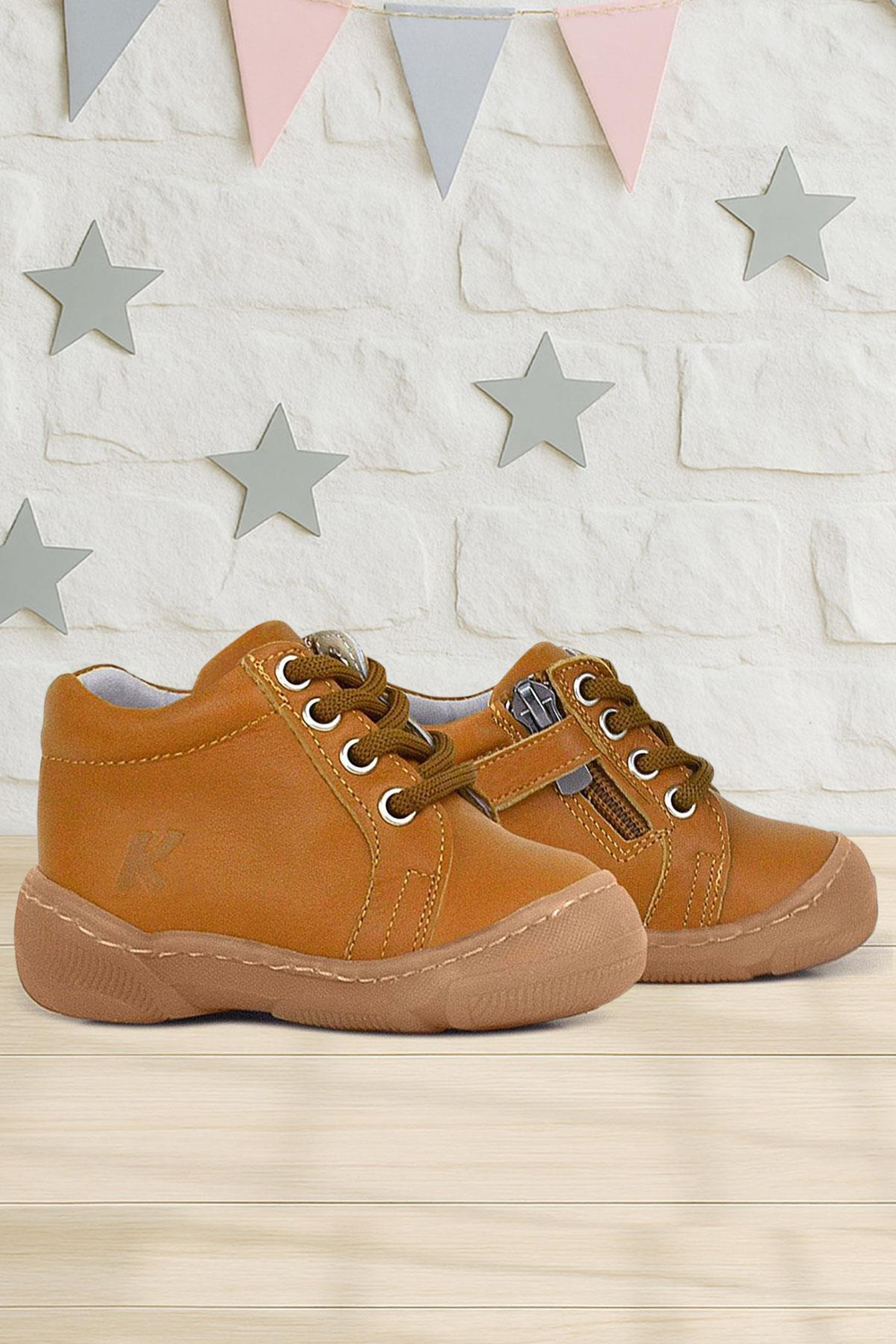 Anatomik Yumuşak Hakiki Deri Fermuarlı Taba Bebek Bot Ayakkabı