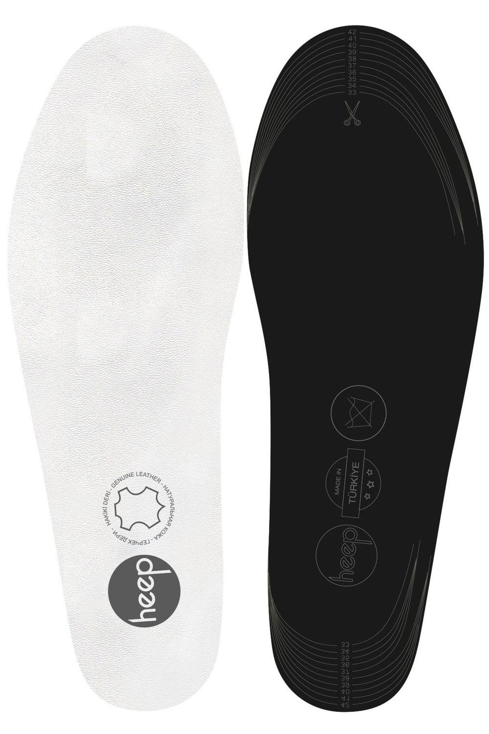 Heep Hakiki Deri Ve Anatomik Beyaz Ayakkabı İç Tabanlığı 33-43