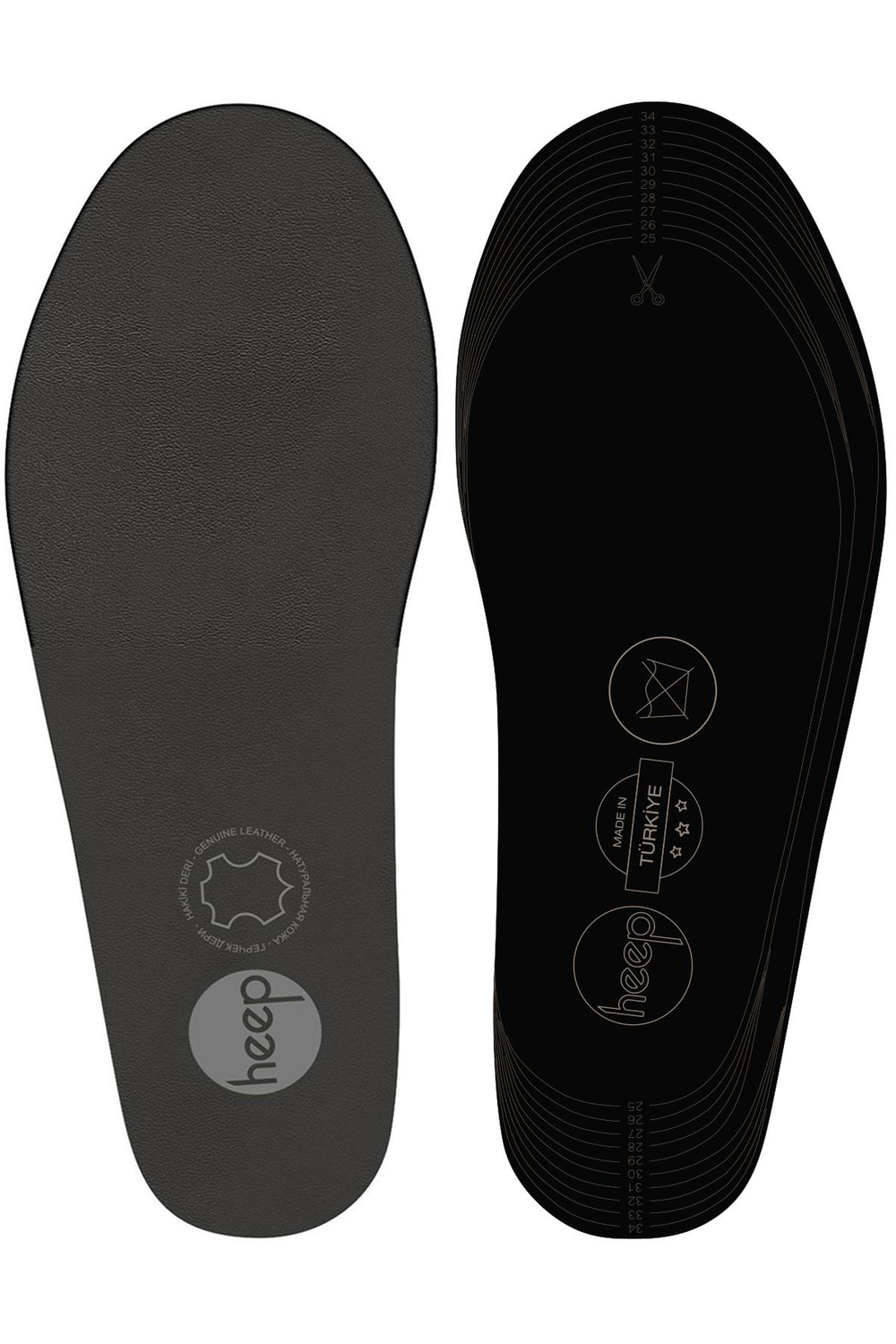 Heep Hakiki Deri Ve Anatomik Gri 25-35 Numara Çocuk Ayakkabı İç Tabanlığı B-0022-GR-2535