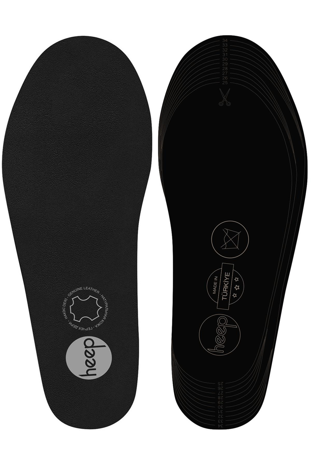 Heep Hakiki Deri Ve Anatomik Siyah 25-35 Numara Çocuk Ayakkabı İç Tabanlığı B-0022-S-2535