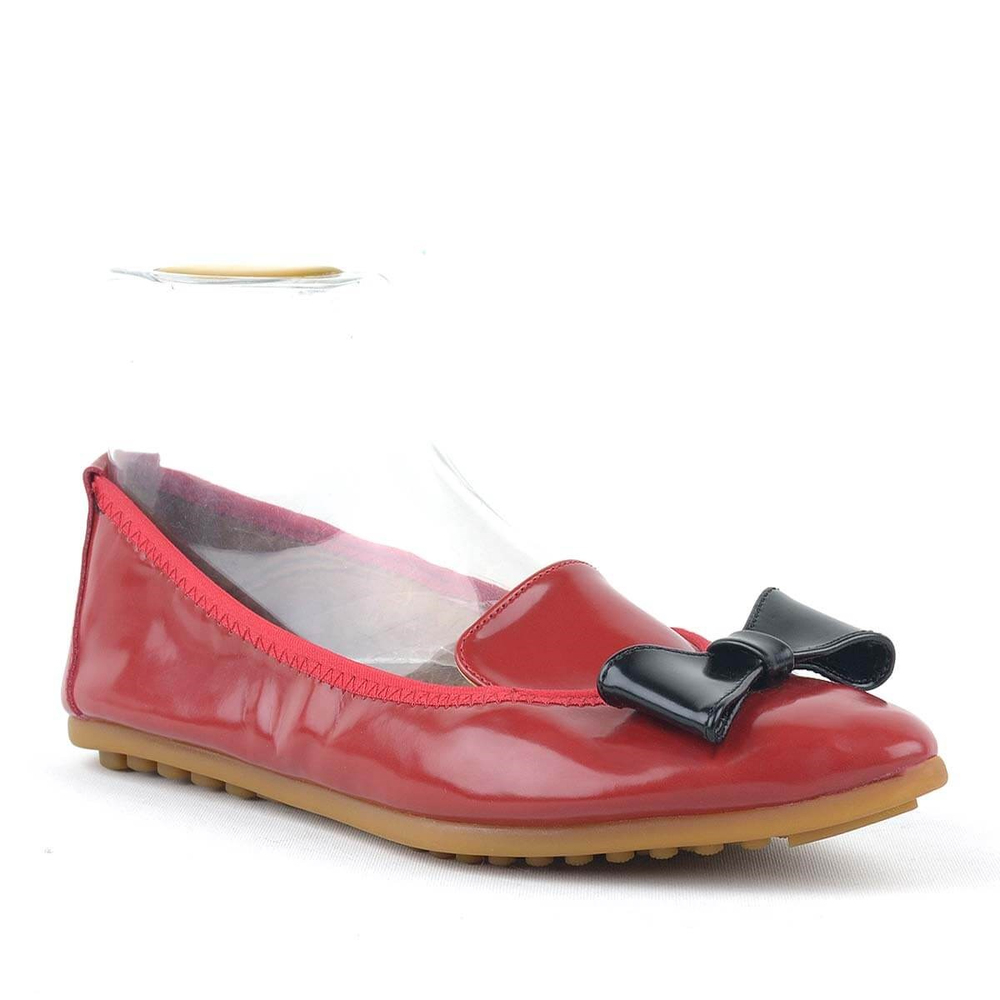 Kırmızı Rugan Sivri Burun Kadın Babet