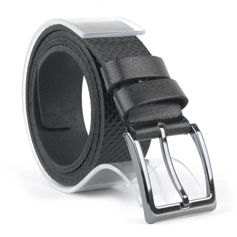 4cm Siyah Deri Desenli Erkek Kemer