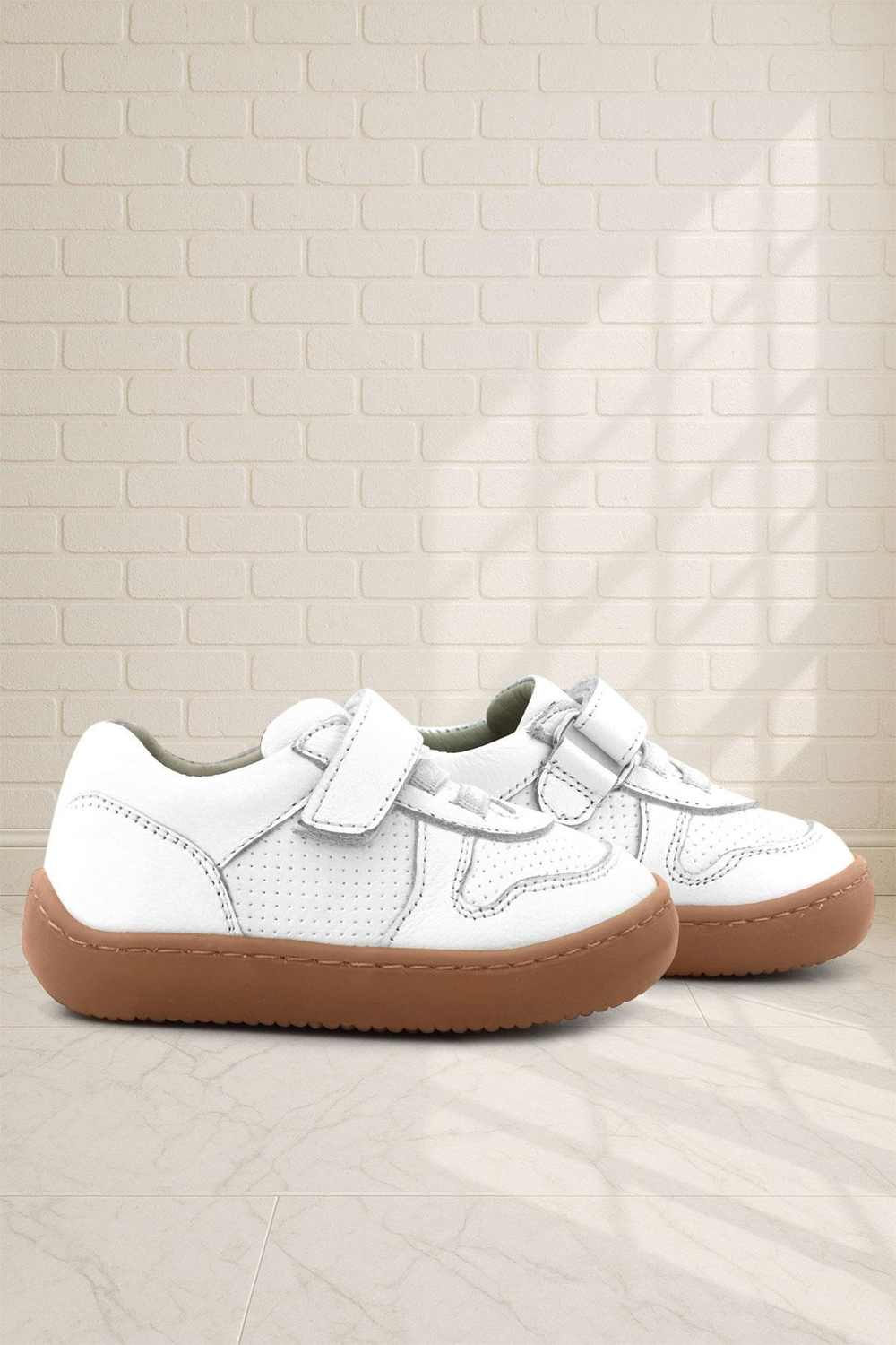 Rakerplus Bob Hakiki Deri Beyaz Barefoot Cırtlı Lastikli Bebek Sneaker Ayakkabı R840-BE.25