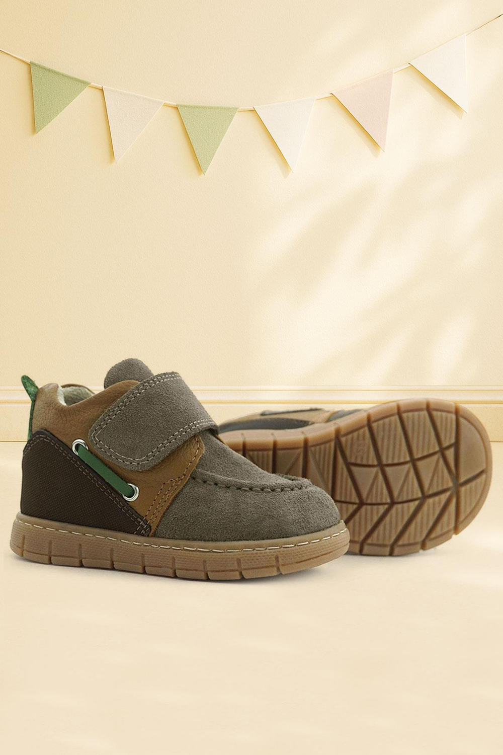 Rakerplus Hakiki Deri Kum Kahve Cırt Cırtlı Bebek Bot