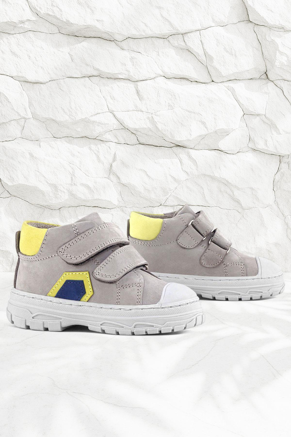 Rakerplus Tails Hakiki Deri Gri Sarı Cırtlı Çocuk Spor Bot