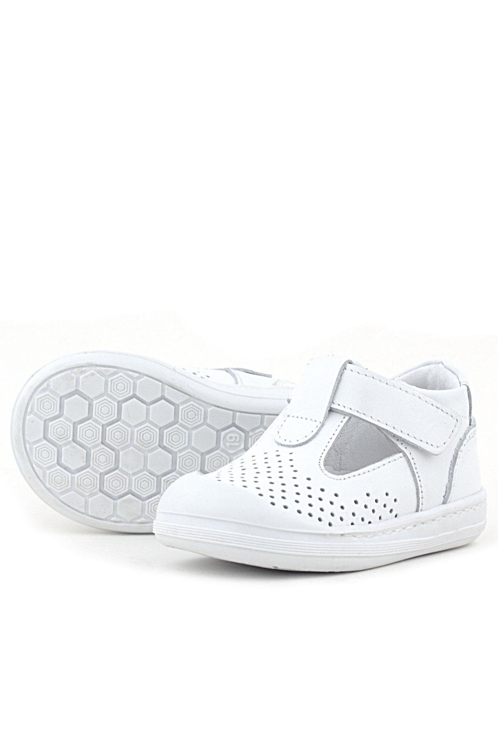 Rakerplus Shaun Hakiki Deri Beyaz Cilt Cırtlı Anatomik Bebek Sandalet