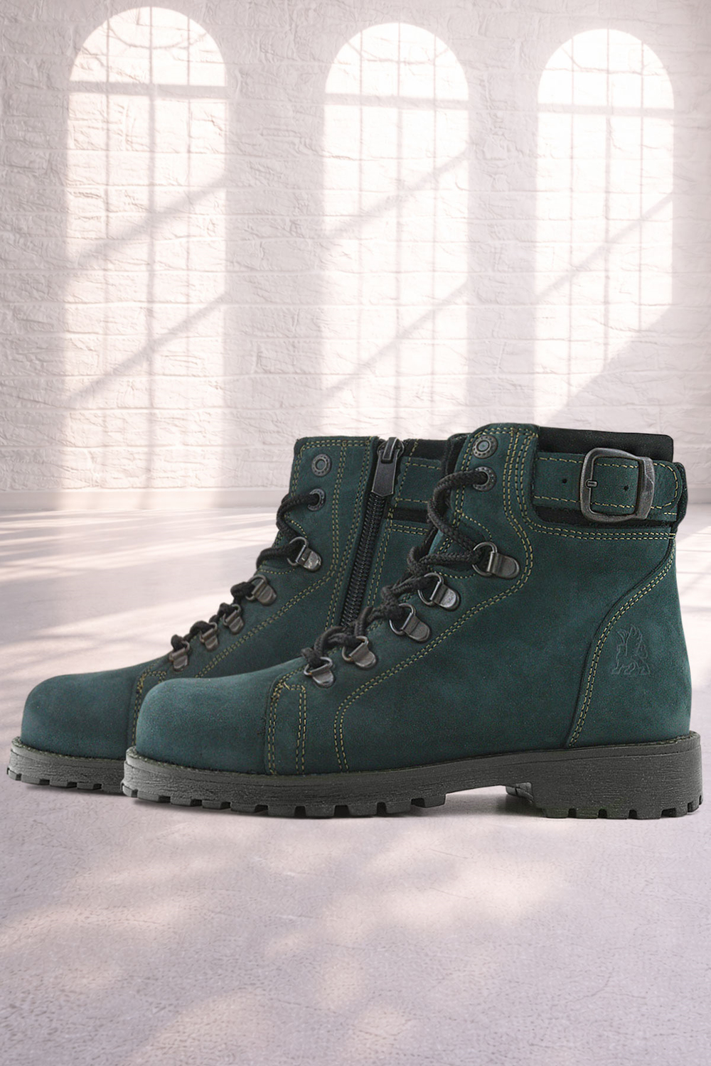 Rakerplus Griffon Hakiki Deri Yeşil Fermuarlı Kışlık Çocuk Bot