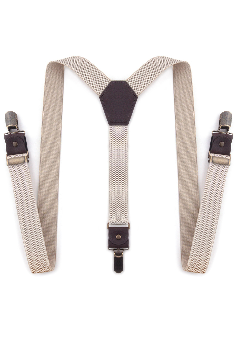 Rakerplus Ayarlanabilir Klipsli Bej Kahve Çocuk Kemer Pantolon Askısı