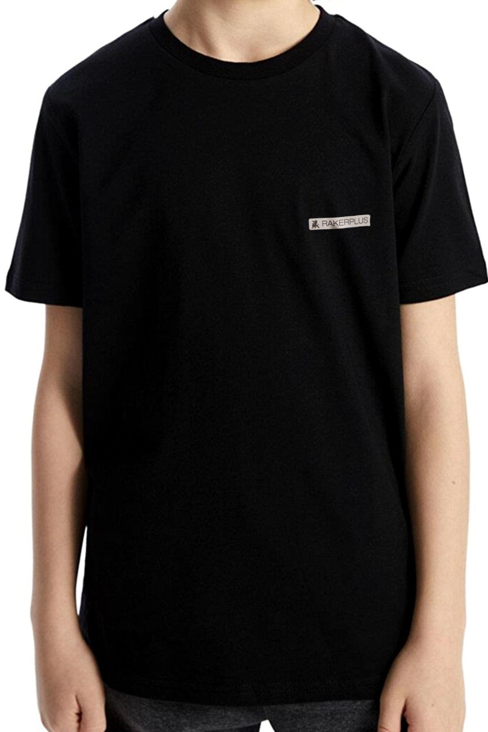 Rakerplus Siyah %100 Pamuk Unisex Kısa Kollu Çocuk Tişört CTS-001-S.XL