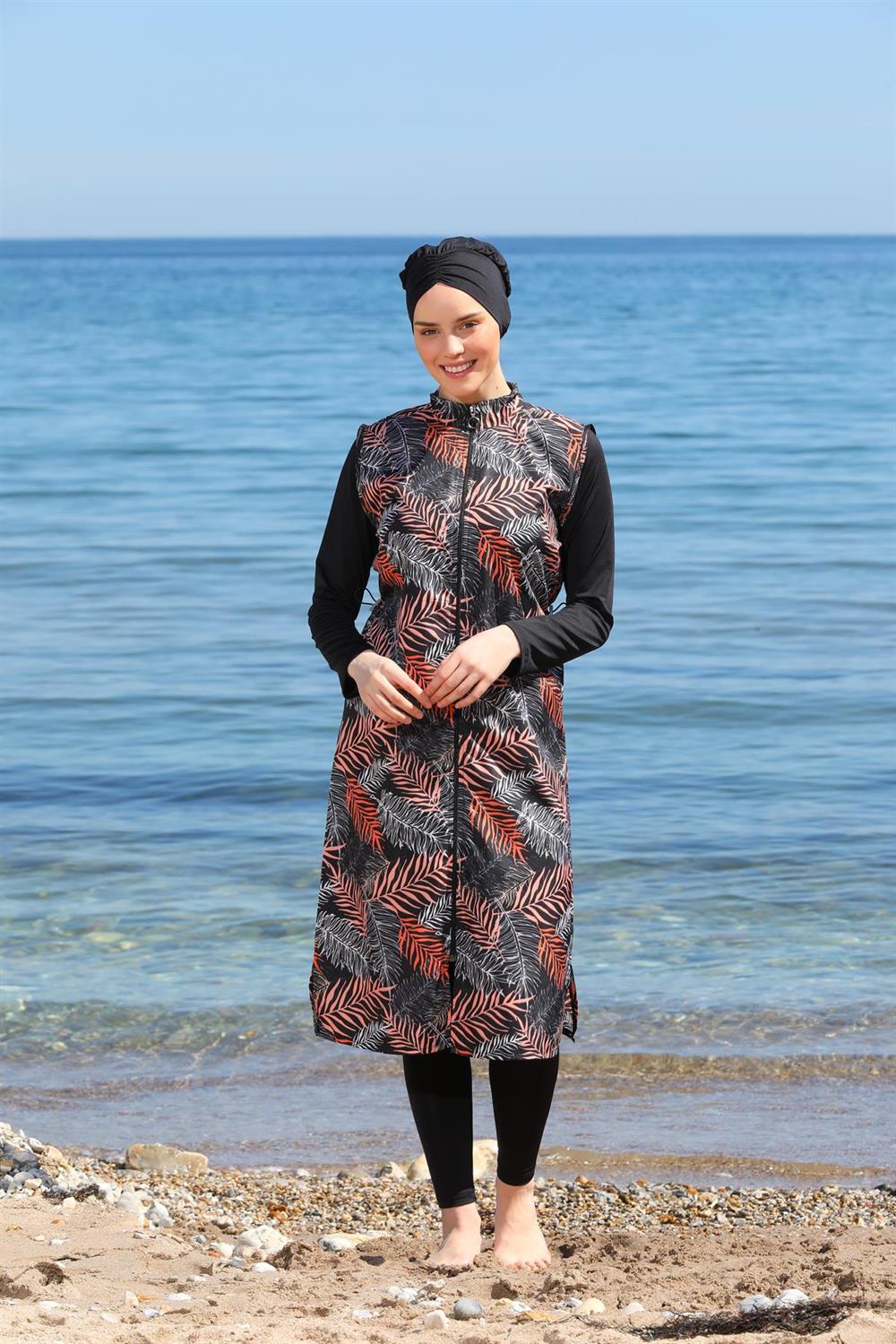 Dijital Baskılı Uzun Jile Model Kapalı Tesettür Mayo 3476