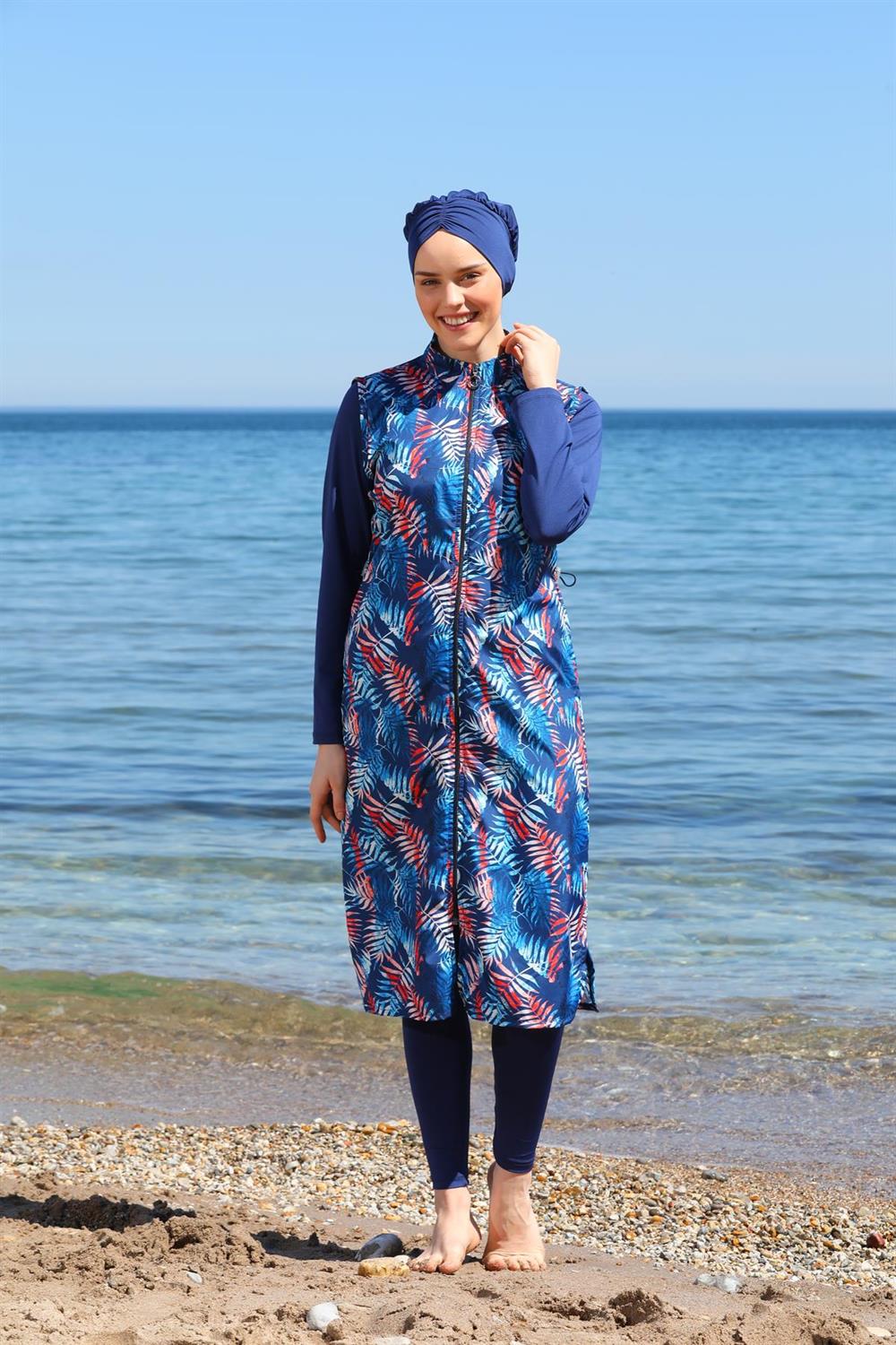Dijital Baskılı Uzun Jile Model Kapalı Tesettür Mayo 3482