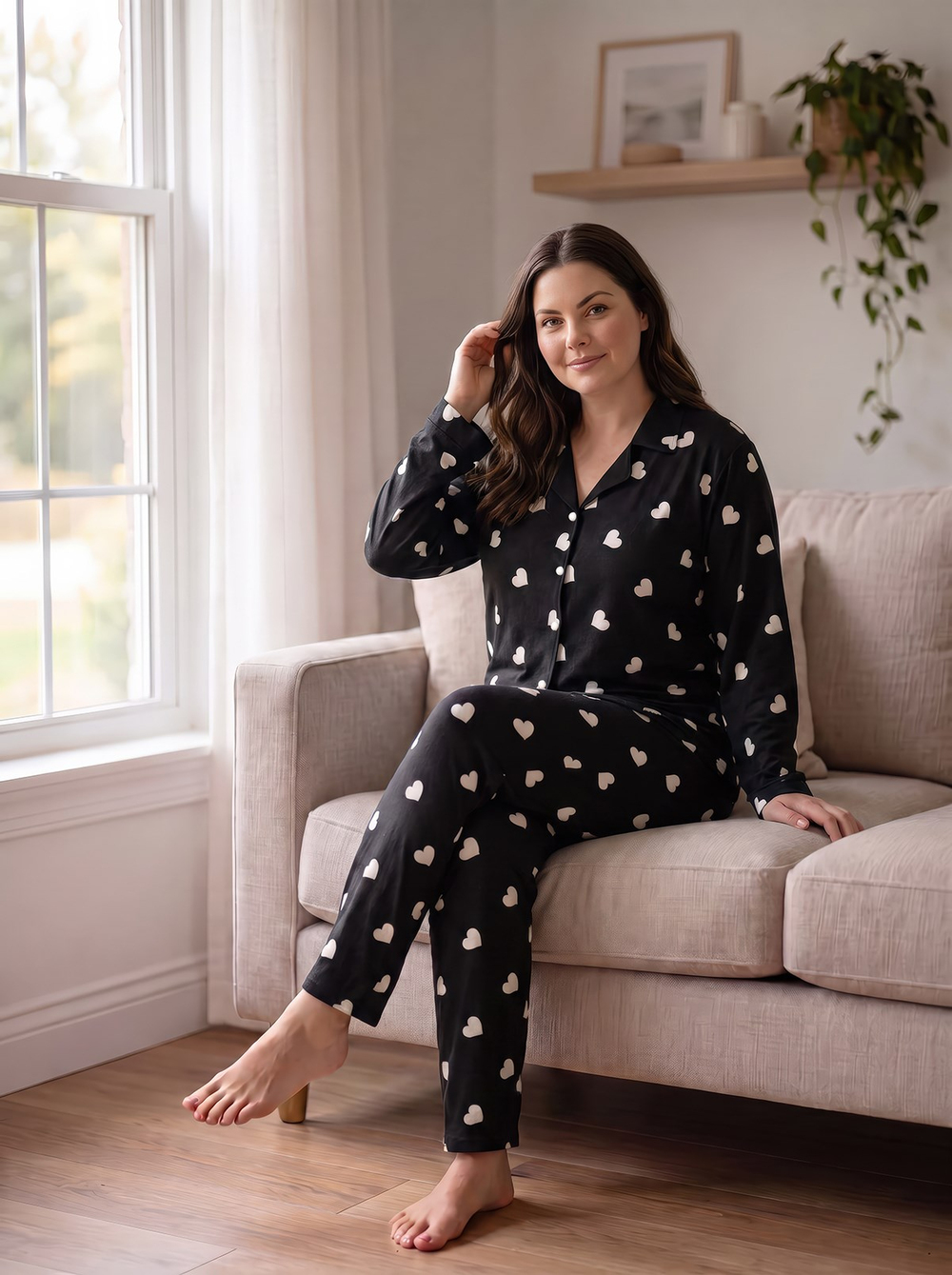 Süet Kumaş Önden Düğmeli Büyük Beden Kadın Pijama Takımı 2800
