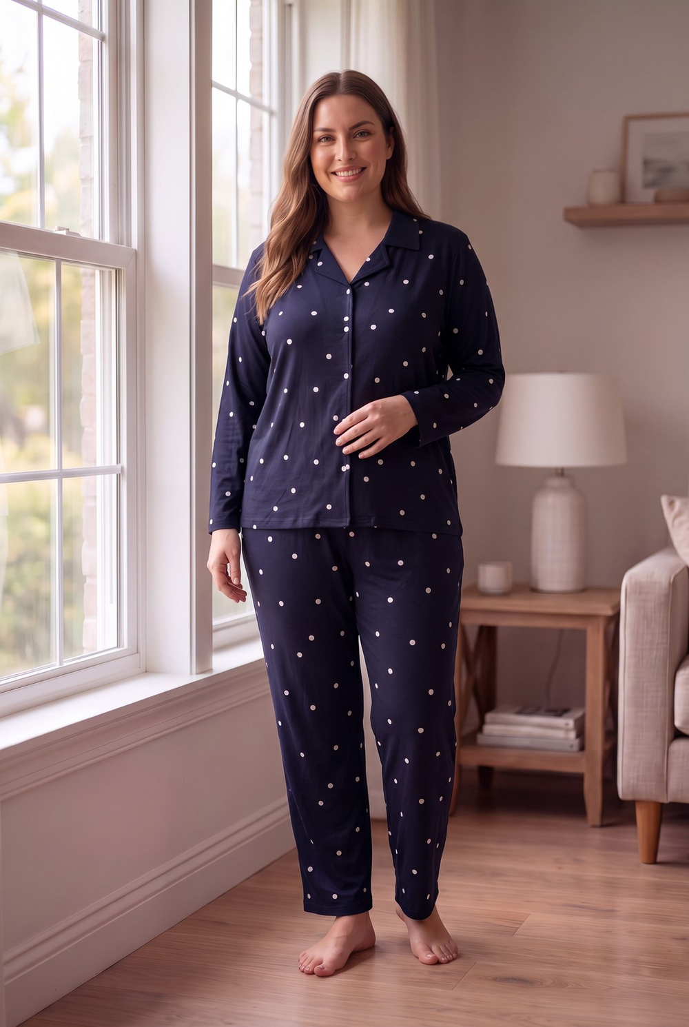 Süet Kumaş Önden Düğmeli Büyük Beden Kadın Pijama Takımı 2800