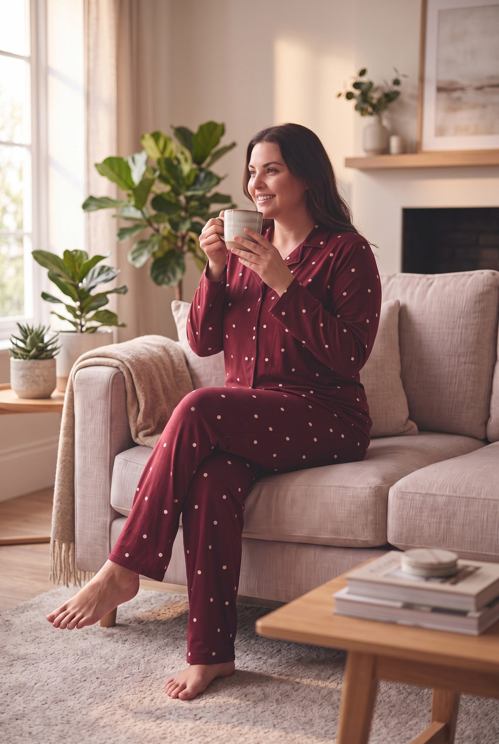 Süet Kumaş Önden Düğmeli Büyük Beden Kadın Pijama Takımı 2800