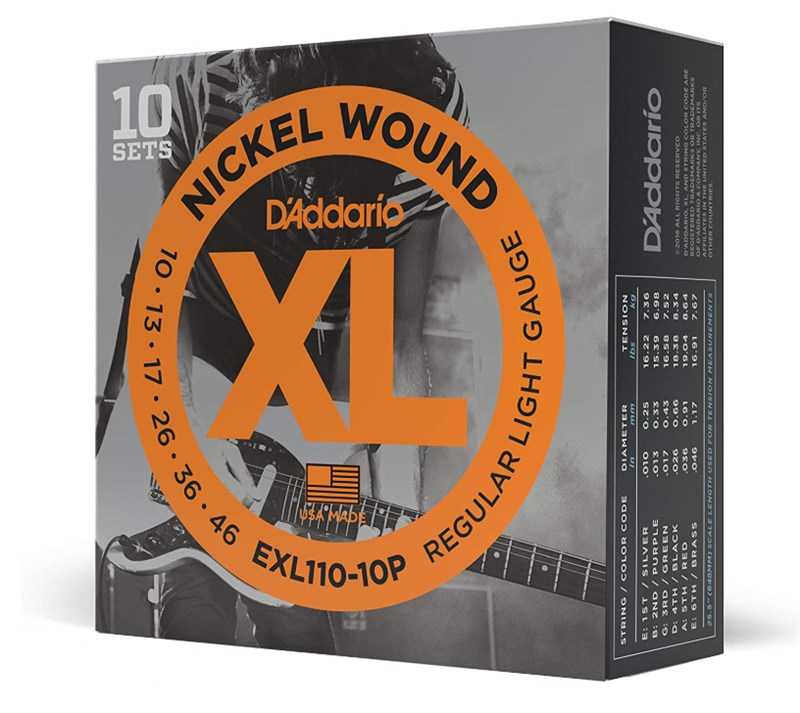 D'addario EXL110-10P Elektro Gitar Seti 10-46 (10 Set)