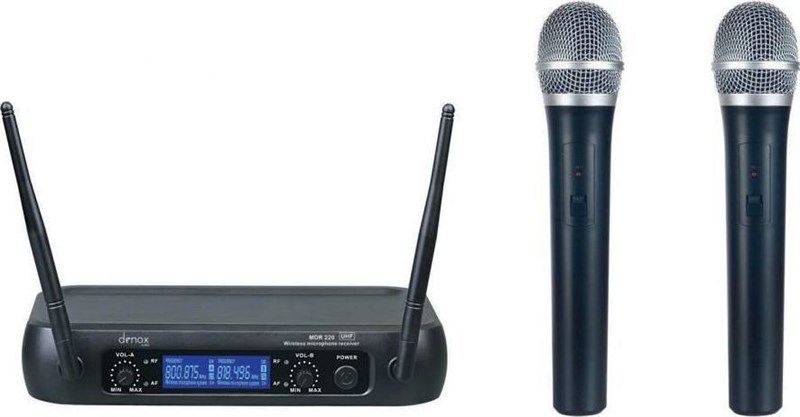 Denox MDR-220 EL Çift El Uhf Band Telsiz Mikrofon Seti