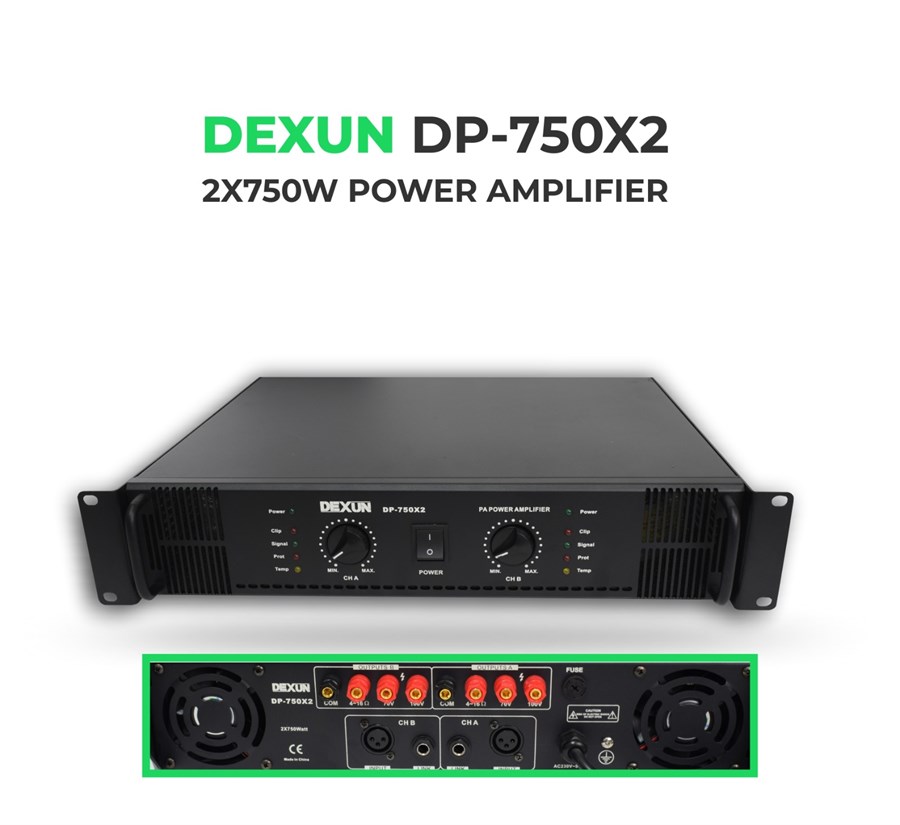 Dexun DP-750X2 70/100V 8 Ohm Power Amfi
