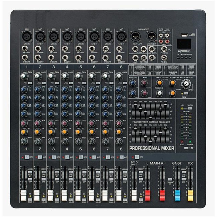 Globe Acoustic GM82FX 8 Kanal 24 Bit Dsp Deck Mikser