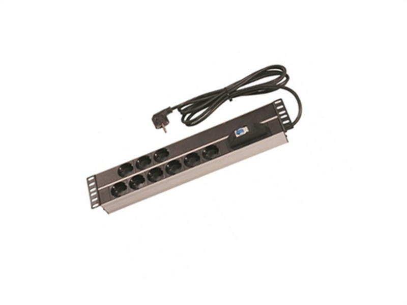 Günko PA AL SCH CB03 1U, 3.lü grup priz, 19”, Aluminyum 