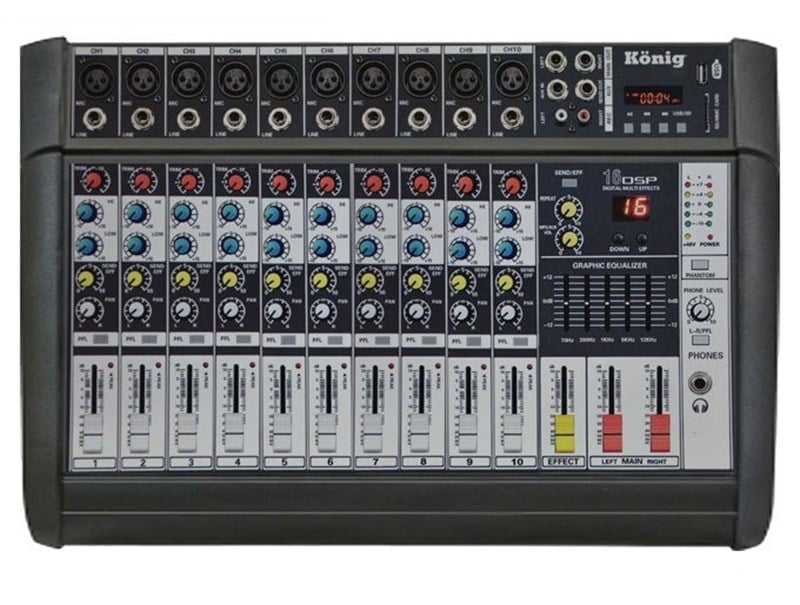König K10-P500FX 2x250 Watt 10 Kanal Amfili Mikser