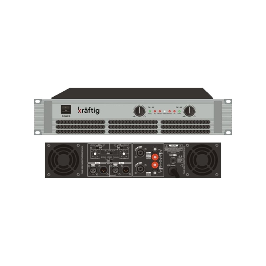 Kraftig KP2000 Kısa Devre Korumalı 2x900 Watt 2 Ohm Power Amfi