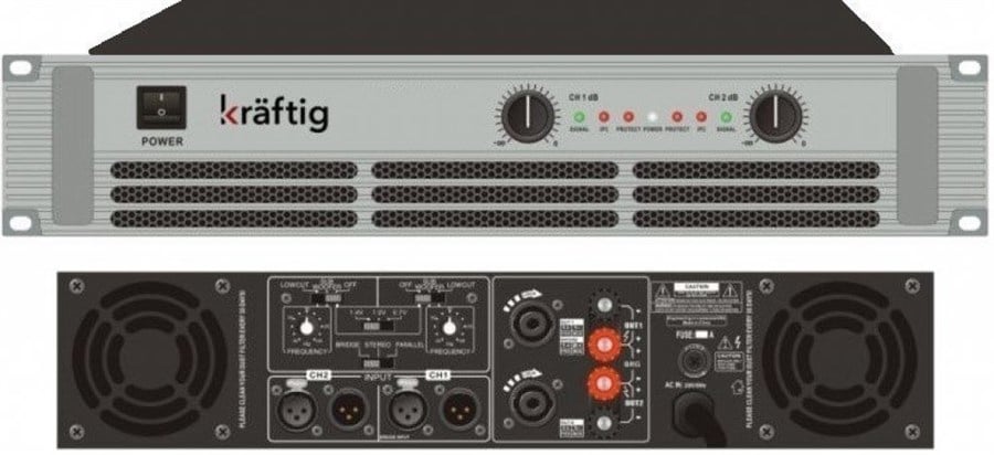 Kraftig KP3000 Aşırı Yük Korumalı 2x1300W 2 Ohm Power Güç Amfi
