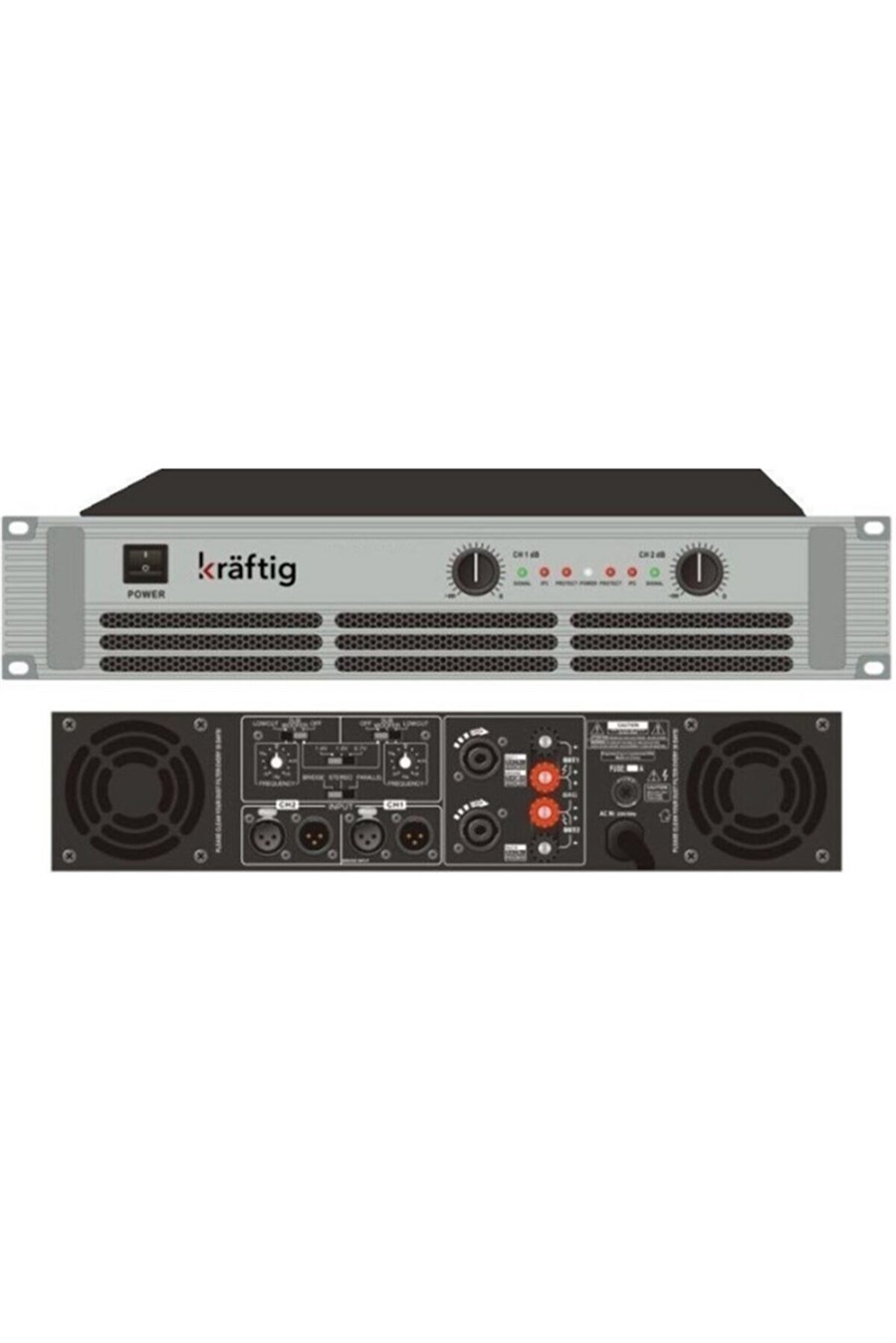 Kraftig KP5000 2x2250 Watt 2 Ohm Sıcaklık Korumalı Power Amfi