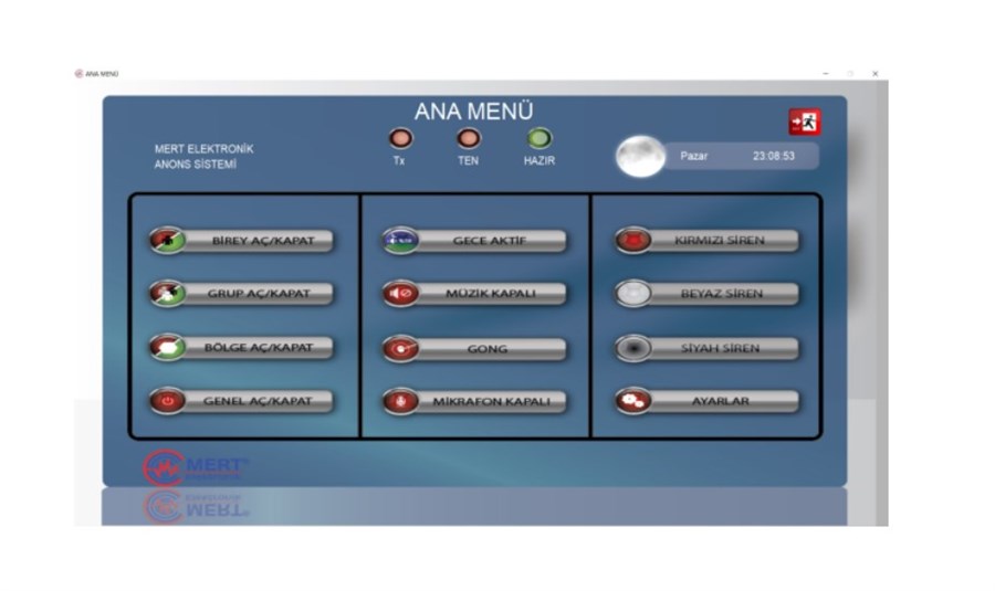Mert PC4000 Otomatik Anonslu Bilgisayar Yazılımı Kontrol Ünitesi