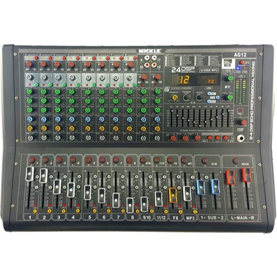Mickle AG12 12 Kanal 2x350W 8 Mono 2 Stereo Girişli Amfili Power Mikser